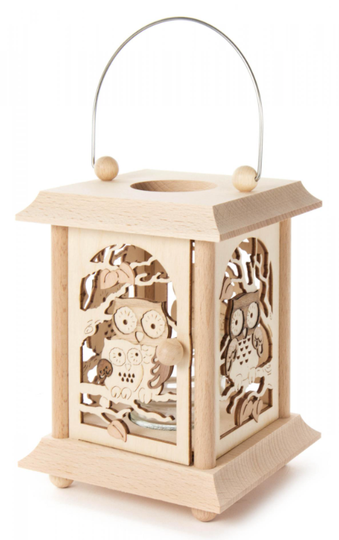 198/143 - Lantern Style Tealight Holder w/ Owls