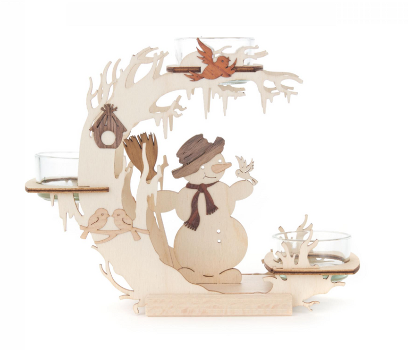 201/197 - Tealight Holder with Snowman & Birds